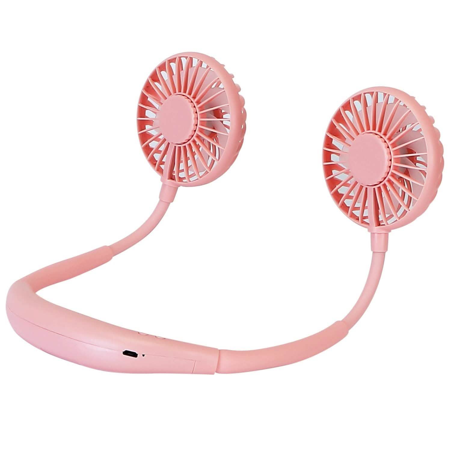 Neck Hanging Fan Hand Free Portable Pink Outdoor Recreation - Tophatter Daily Deals