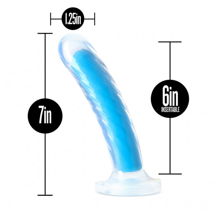 Neo Elite Tao Glow in the Dark 7 Inch Dildo - Neon Blue - Tophatter Daily Deals