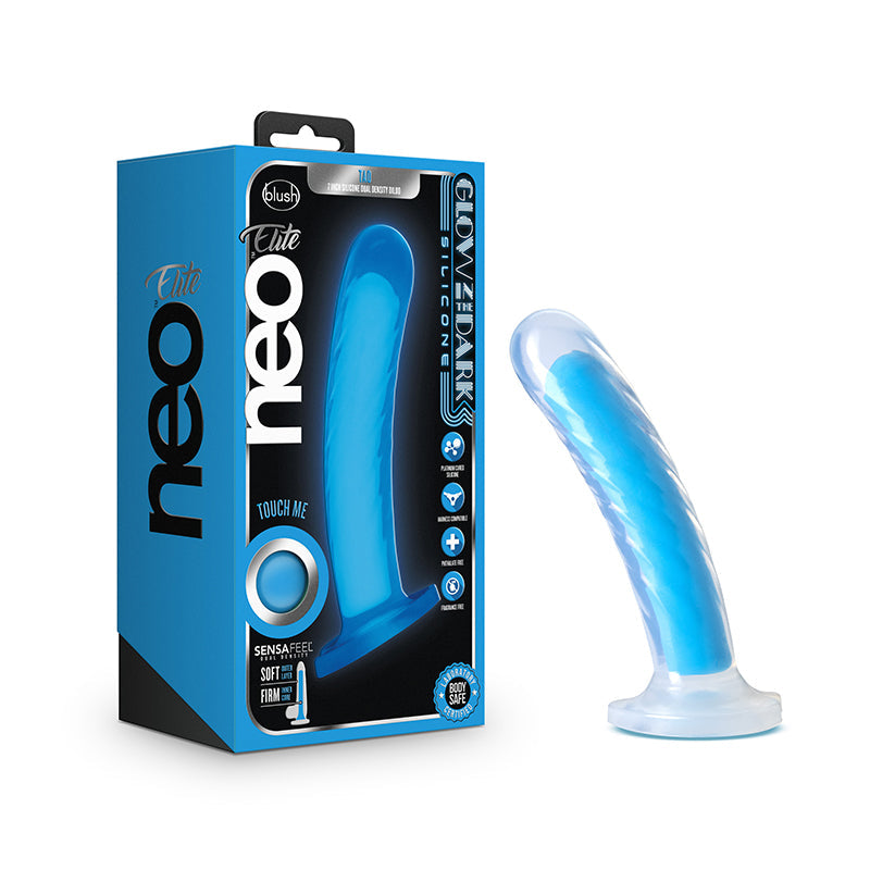 Neo Elite Tao Glow in the Dark 7 Inch Dildo - Neon Blue - Tophatter Daily Deals
