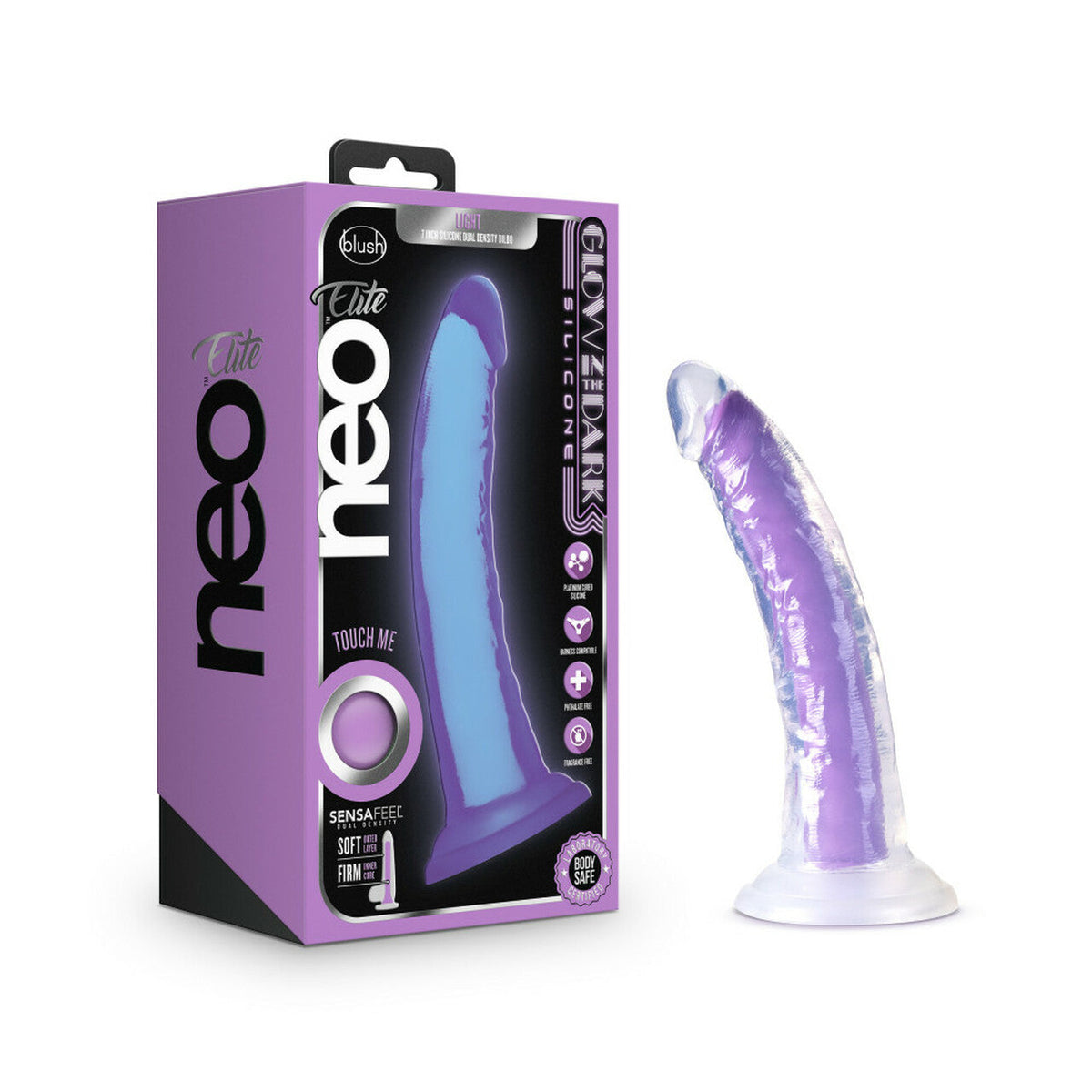 Neo Elite Glow In The Dark 7 Inch Silicone Dildo - Neon Purple - Tophatter Daily Deals