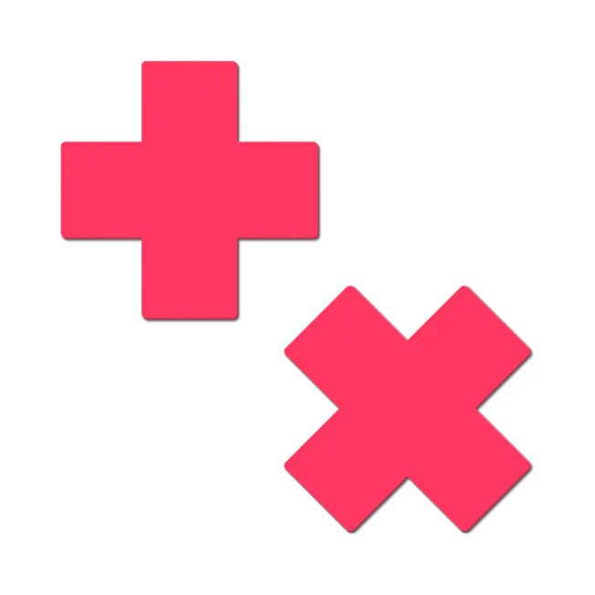 Neon Pink Glow In The Dark Cross Pasties - Tophatter Daily Deals