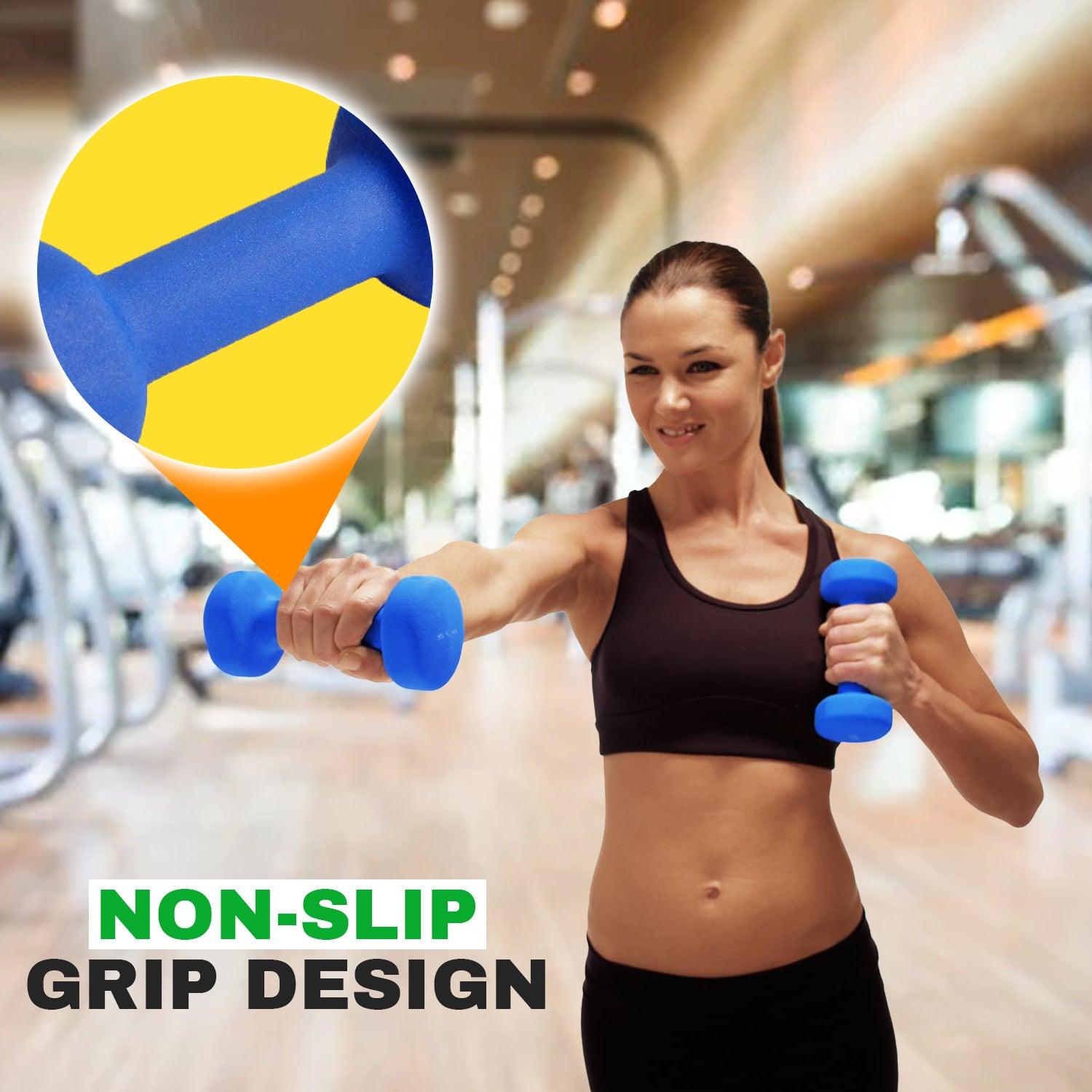 Neoprene Dumbbell Set - 12kg Rubber Vinyl Hand Weight Aerobic Exercise Set + carry Case Exercise & Fitness - Tophatter Daily Deals