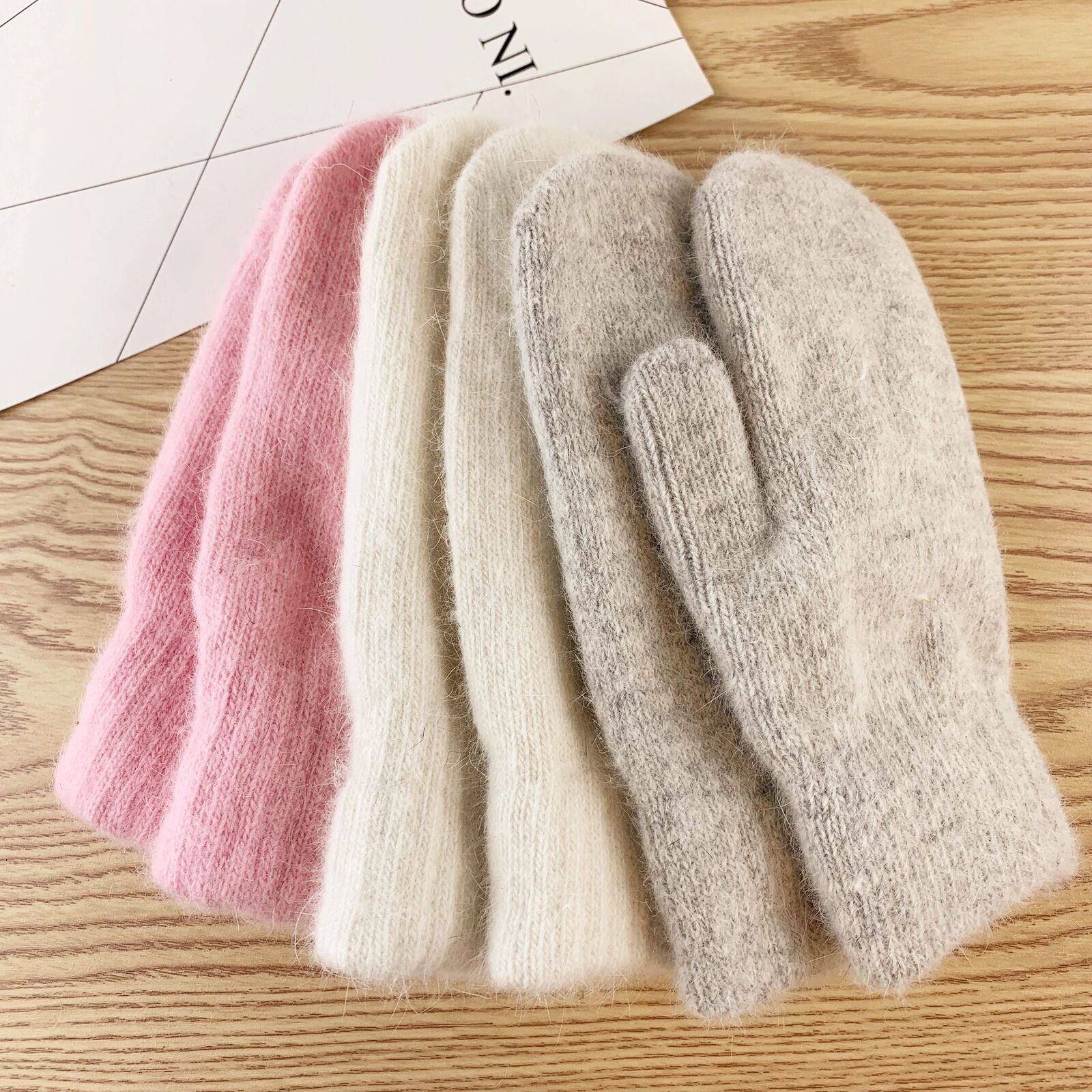 Warm Women Mittens - Ribbed Cuff Plush Faux Fur, Winter - Tophatter Daily Deals