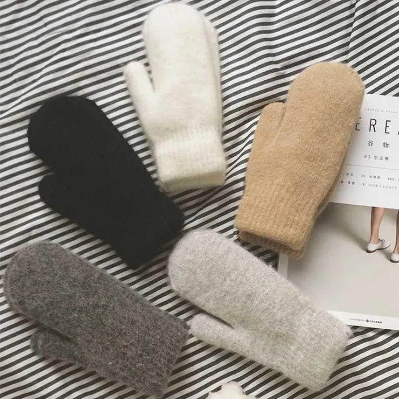 Warm Women Mittens - Ribbed Cuff Plush Faux Fur, Winter - Tophatter Daily Deals