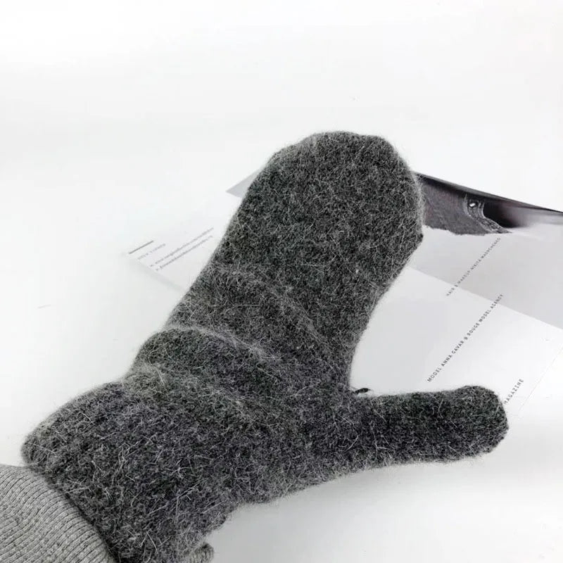 Warm Women Mittens - Ribbed Cuff Plush Faux Fur, Winter - Tophatter Daily Deals