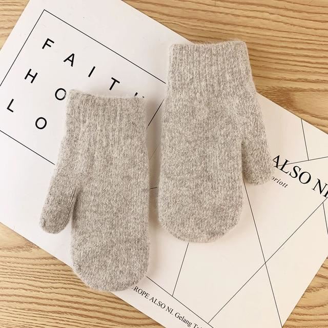 Warm Women Mittens - Ribbed Cuff Plush Faux Fur, Winter Light gray - Tophatter Daily Deals