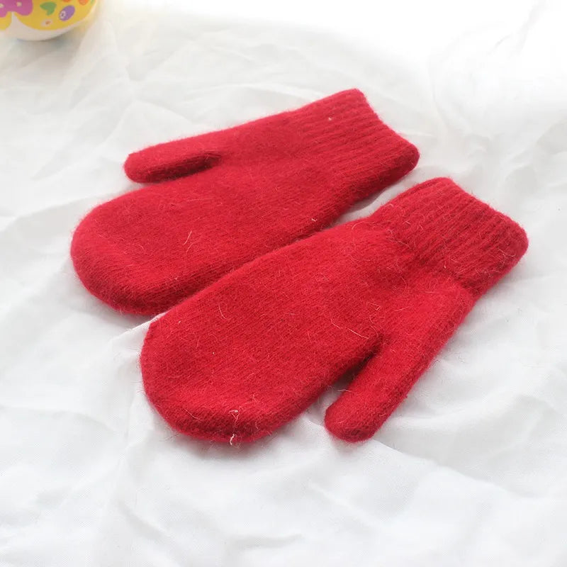 Warm Women Mittens - Ribbed Cuff Plush Faux Fur, Winter Rood - Tophatter Daily Deals