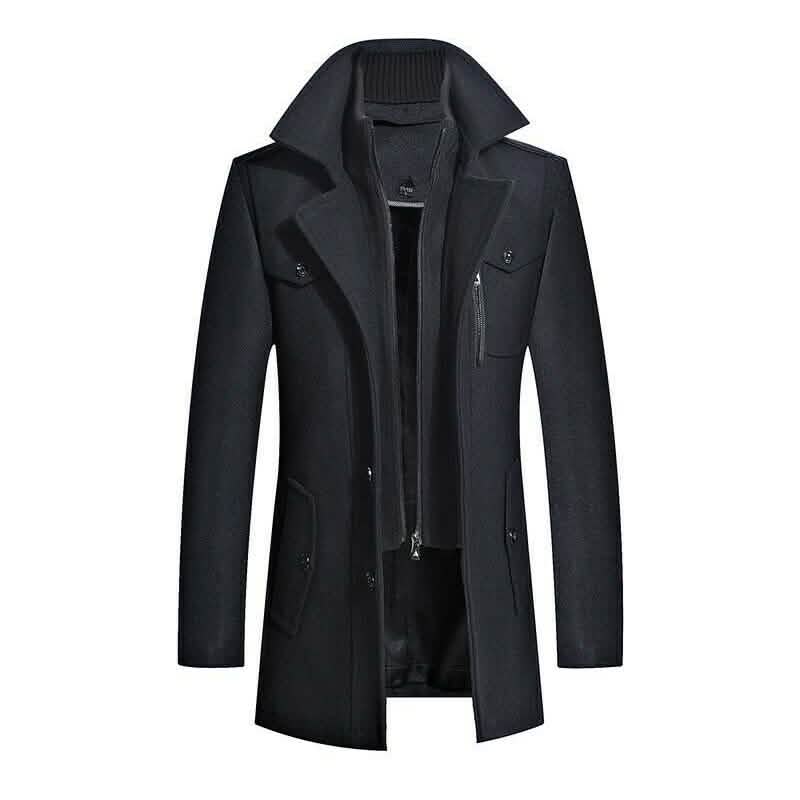 New Fashion Jacket Trench Coat for Men Black Men's Outerwear - Tophatter Daily Deals