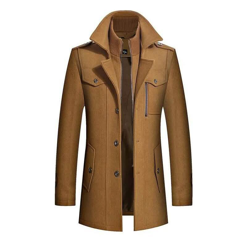 New Fashion Jacket Trench Coat for Men Brown Men's Outerwear - Tophatter Daily Deals