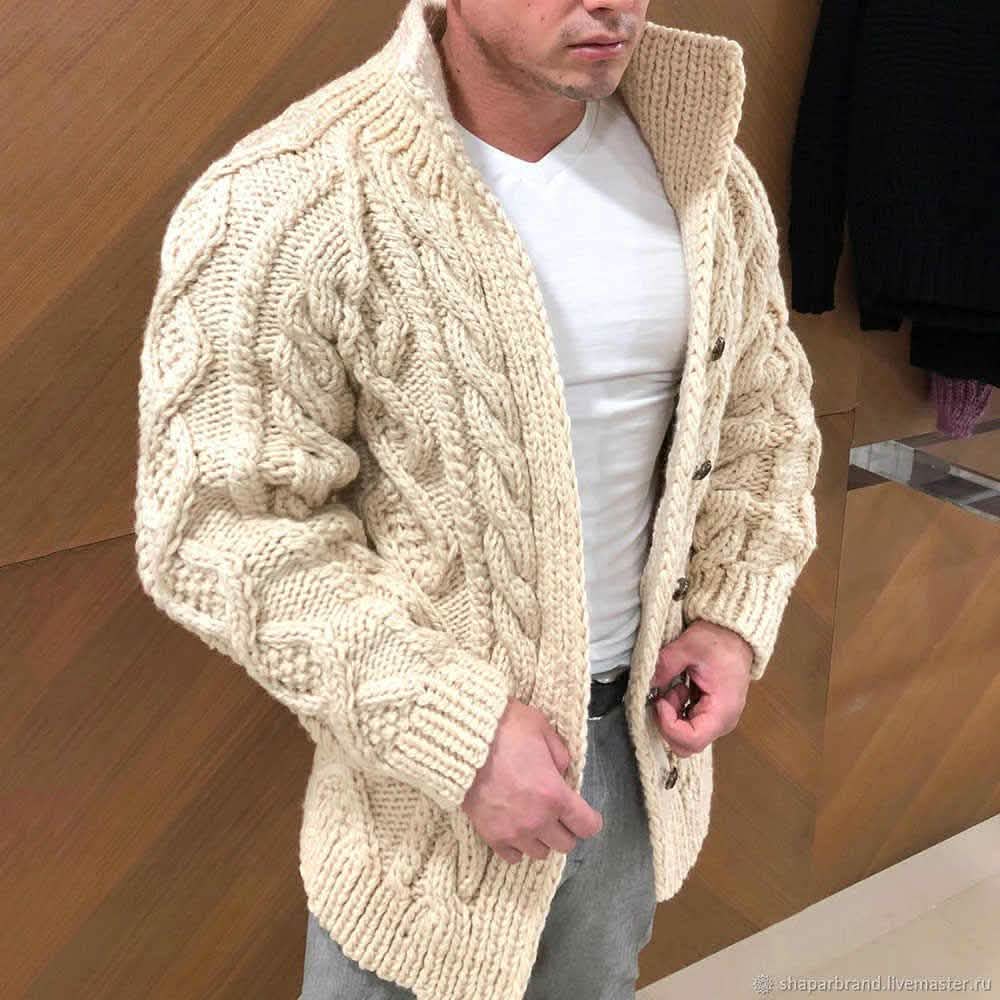 New Fashion Men's Sweater Cardigan Beige Men's Outerwear - Tophatter Daily Deals