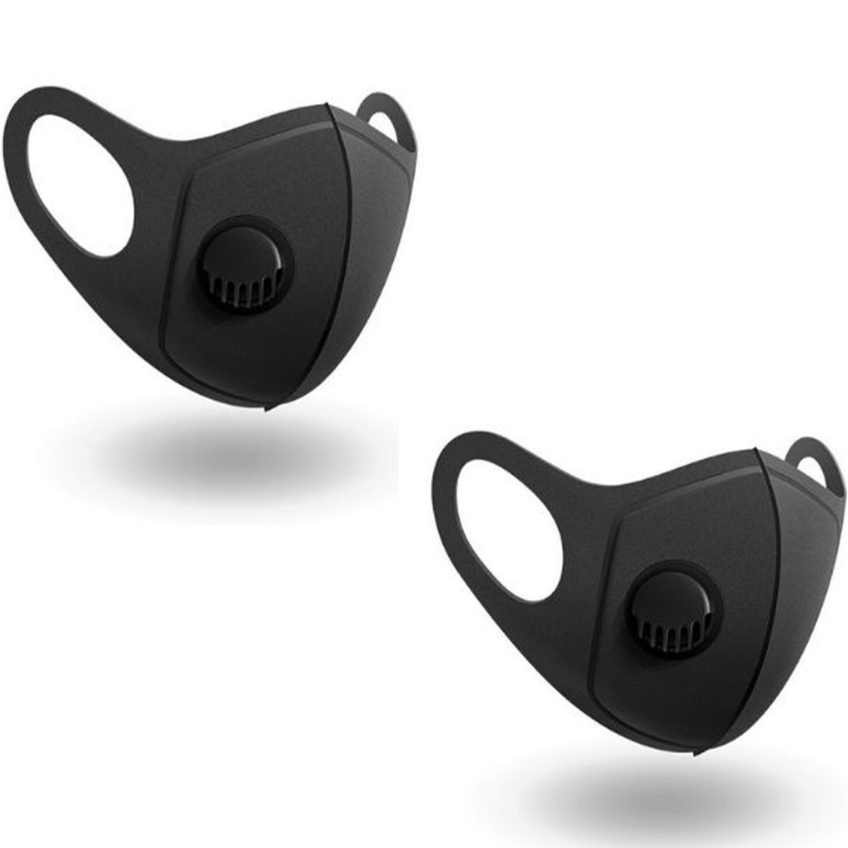 2-Pack Black Washable Face Mask with Breathing Valve Health & Wellness - Tophatter Daily Deals