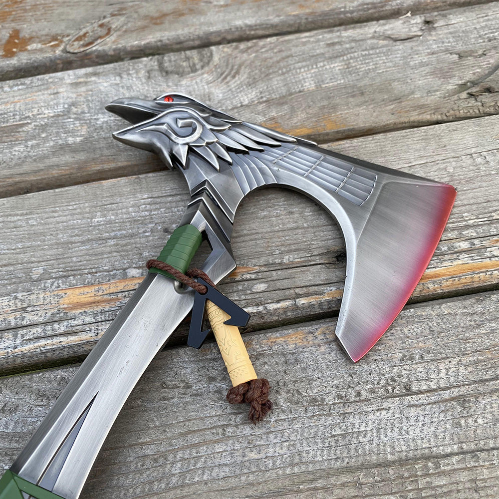 Full-Size New Raven Bite Axe Bloodhound Heirloom 100% Metal With Real Rope Wrapped Handle - Tophatter Daily Deals