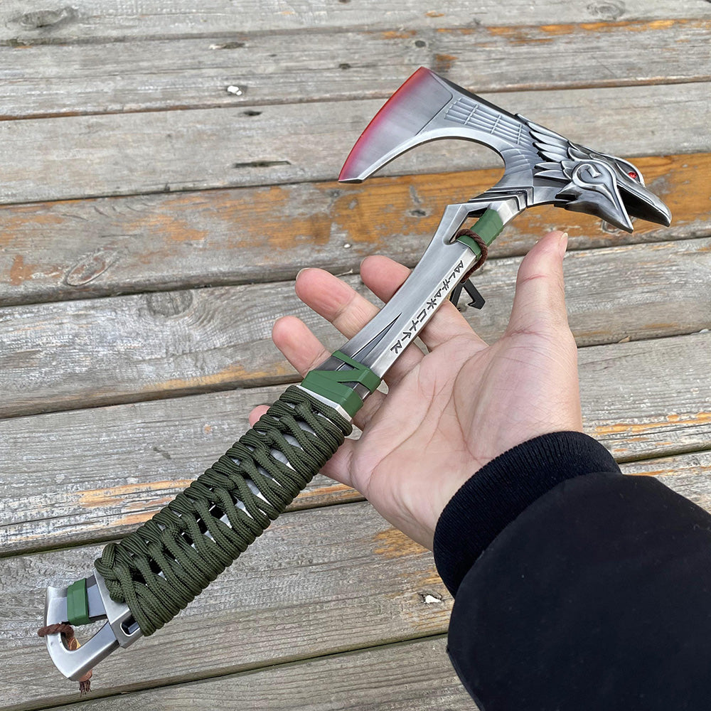 Full-Size New Raven Bite Axe Bloodhound Heirloom 100% Metal With Real Rope Wrapped Handle - Tophatter Daily Deals