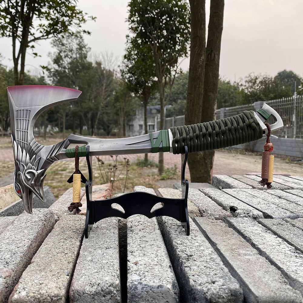 Full-Size New Raven Bite Axe Bloodhound Heirloom 100% Metal With Real Rope Wrapped Handle - Tophatter Daily Deals