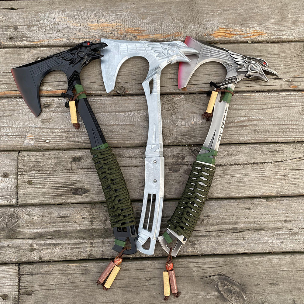 Full-Size New Raven Bite Axe Bloodhound Heirloom 100% Metal With Real Rope Wrapped Handle - Tophatter Daily Deals