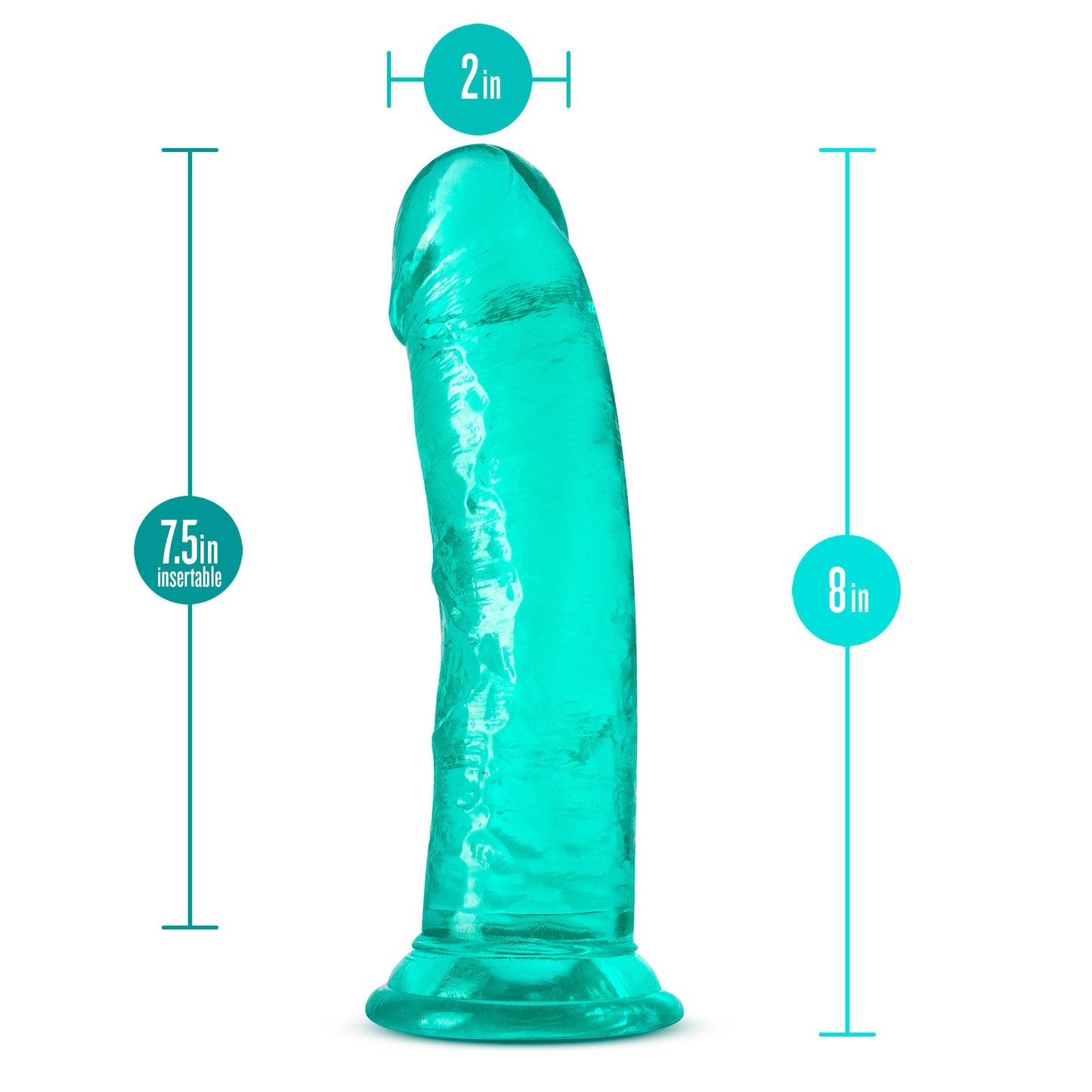 B Yours Plus Roar N Ride (Teal) – Soft Crystal Dildo 8 Inch with Suction Cup Base > Dildos > Realistic Dildos - Tophatter Daily Deals