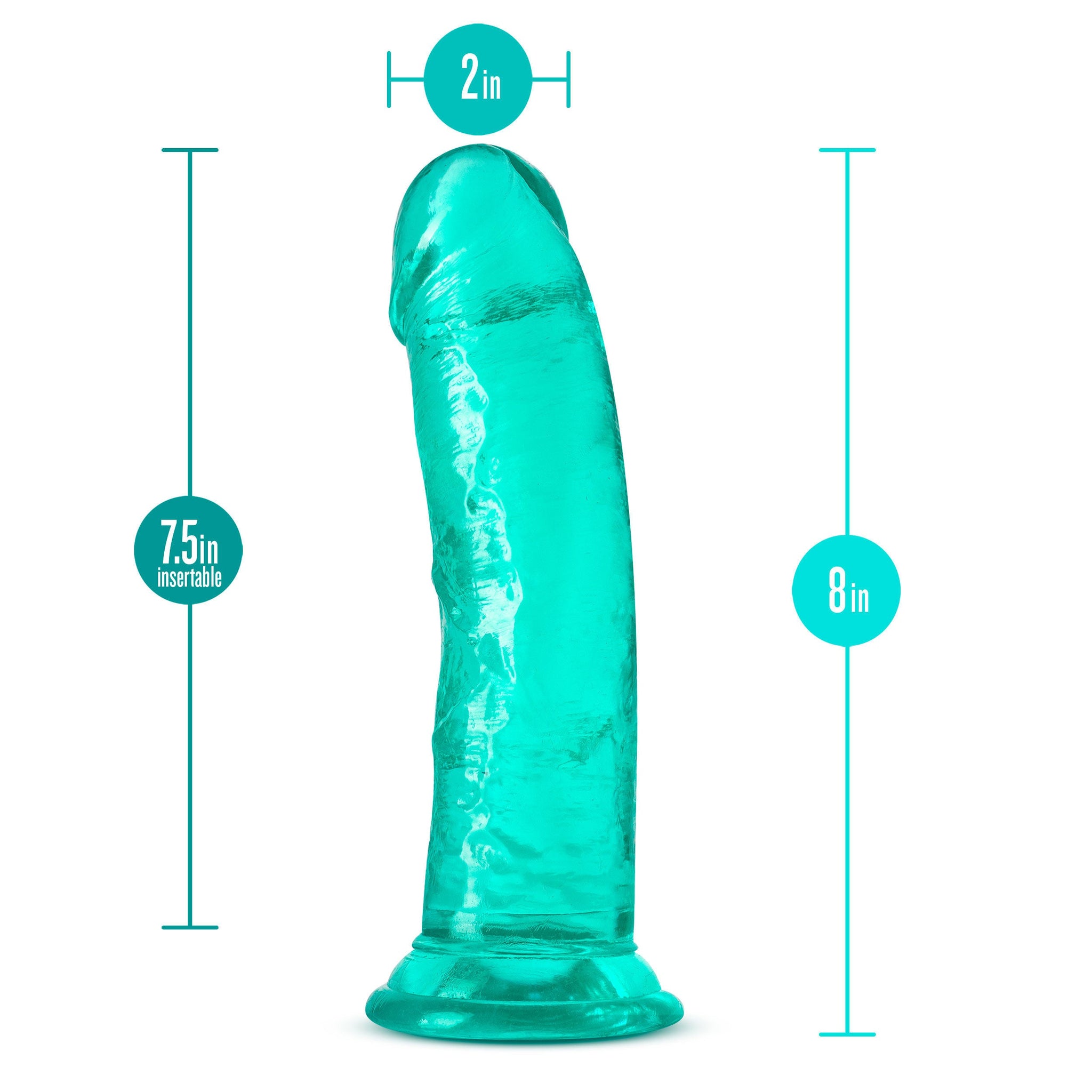 B Yours Plus Roar N Ride (Teal) – Soft Crystal Dildo 8 Inch with Suction Cup Base > Dildos > Realistic Dildos - Tophatter Daily Deals
