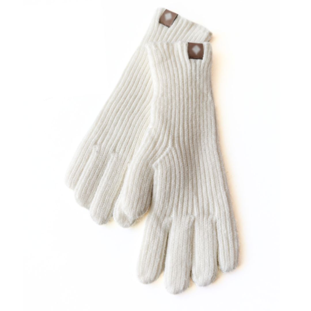 Warm Cozy Gloves - Ribbed Slim Knit, Cotton Blend, Winter Wit - Tophatter Daily Deals