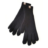 Warm Cozy Gloves - Ribbed Slim Knit, Cotton Blend, Winter Black - Tophatter Daily Deals