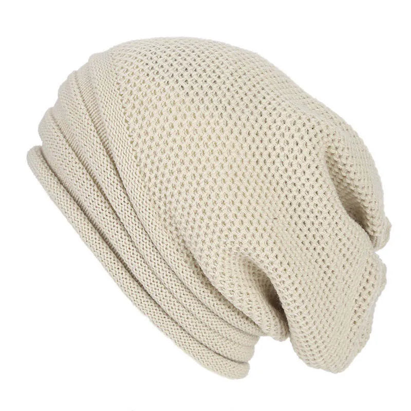 Oversized Women's Knitted Beanie - Slouchy Wool Winter Beige - Tophatter Daily Deals