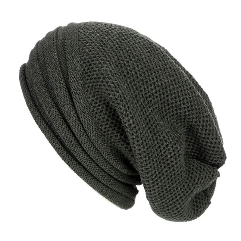 Oversized Women's Knitted Beanie - Slouchy Wool Winter Dark gray - Tophatter Daily Deals