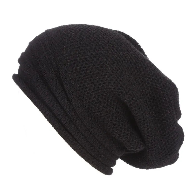 Oversized Women's Knitted Beanie - Slouchy Wool Winter Black - Tophatter Daily Deals