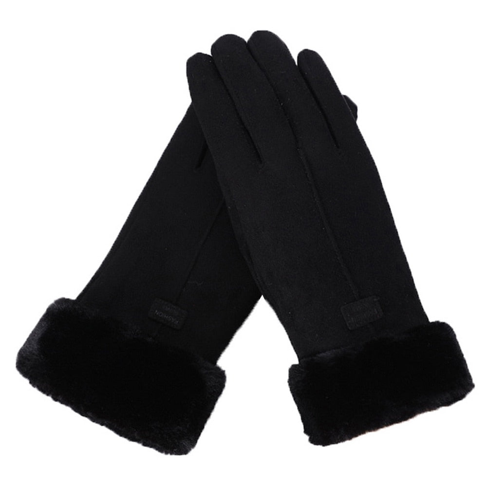 Warm Cozy Womens Gloves - Five-Finger Suede Fleece Winter - Tophatter Daily Deals