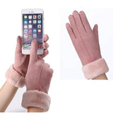 Warm Cozy Womens Gloves - Five-Finger Suede Fleece Winter - Tophatter Daily Deals