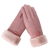 Warm Cozy Womens Gloves - Five-Finger Suede Fleece Winter Pink - Tophatter Daily Deals