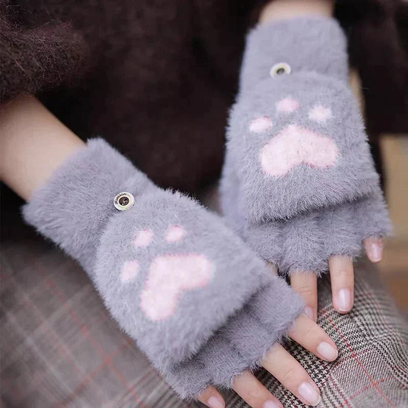 Soft Women’s Fingerless Mittens - Minky Foldover, Winter - Tophatter Daily Deals