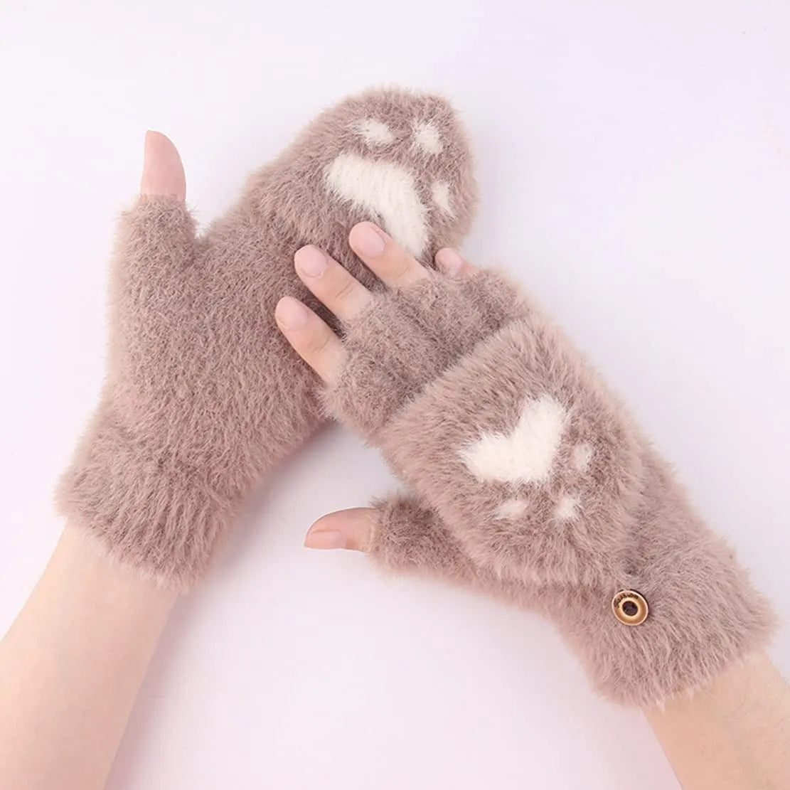 Soft Women’s Fingerless Mittens - Minky Foldover, Winter - Tophatter Daily Deals