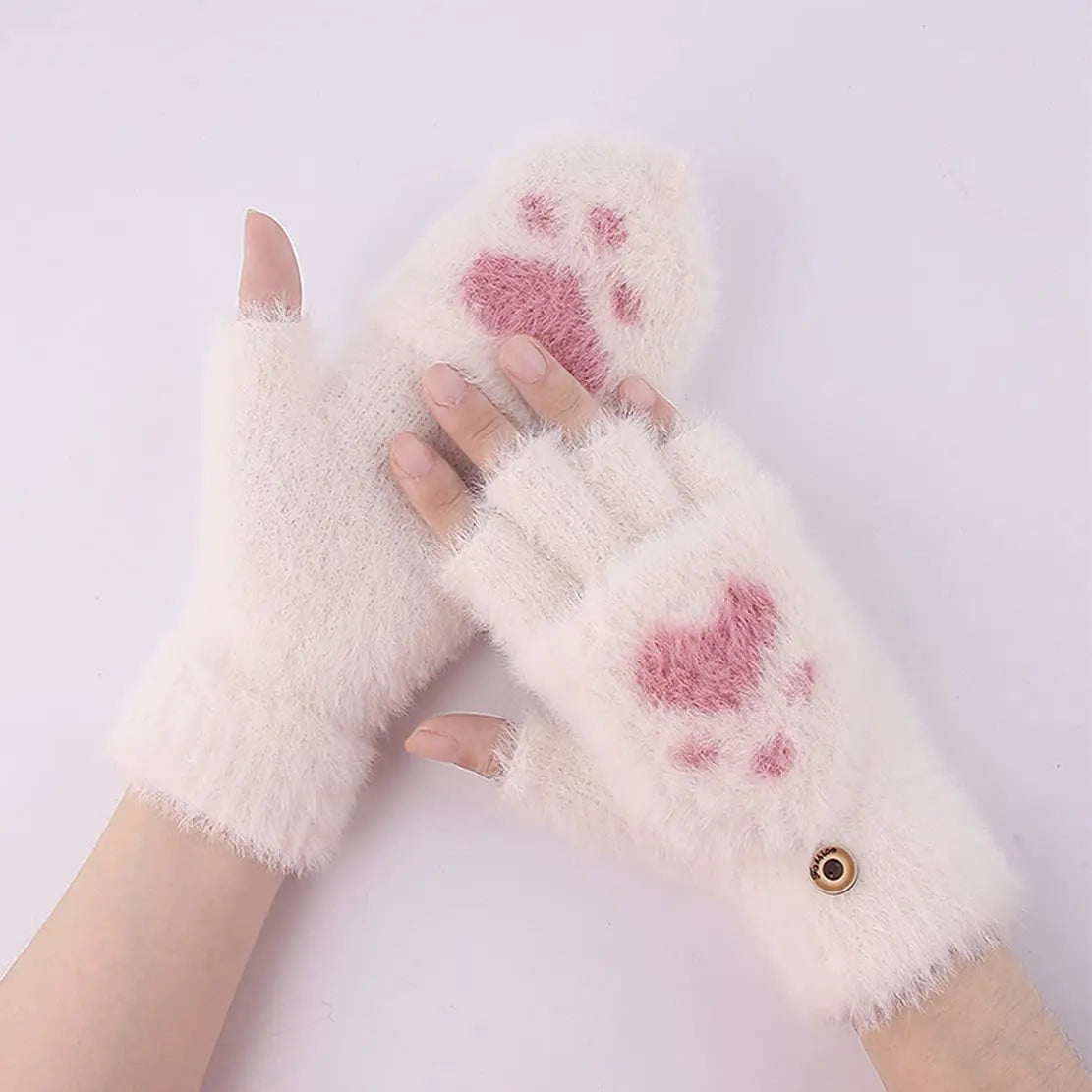 Soft Women’s Fingerless Mittens - Minky Foldover, Winter - Tophatter Daily Deals