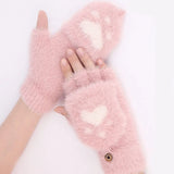 Soft Women’s Fingerless Mittens - Minky Foldover, Winter - Tophatter Daily Deals