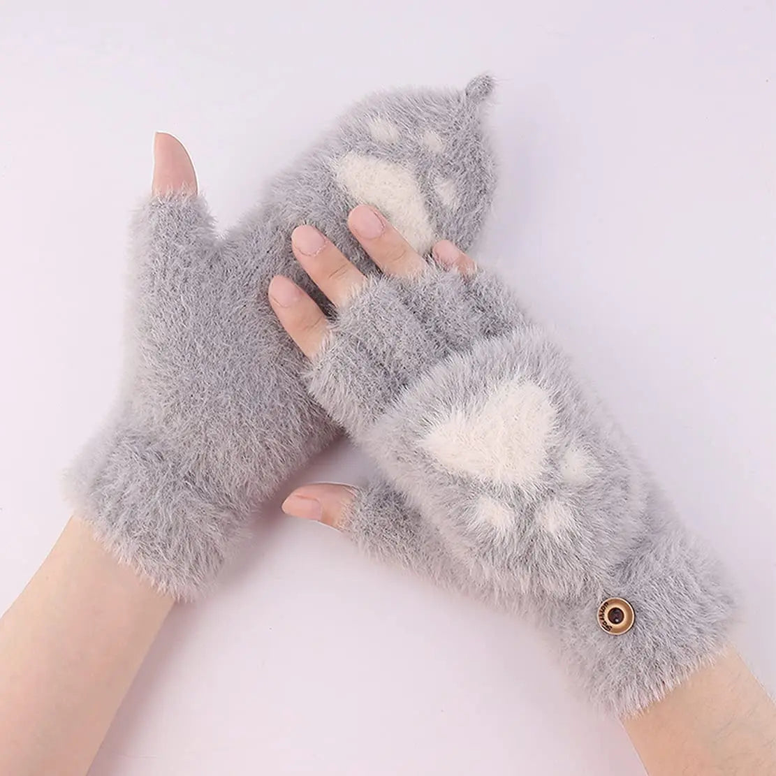 Soft Women’s Fingerless Mittens - Minky Foldover, Winter - Tophatter Daily Deals
