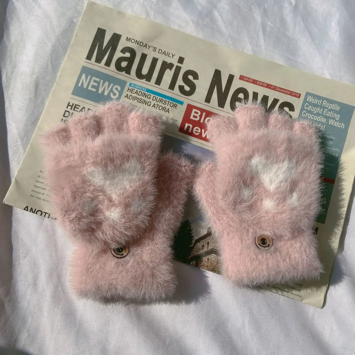 Soft Women’s Fingerless Mittens - Minky Foldover, Winter - Tophatter Daily Deals