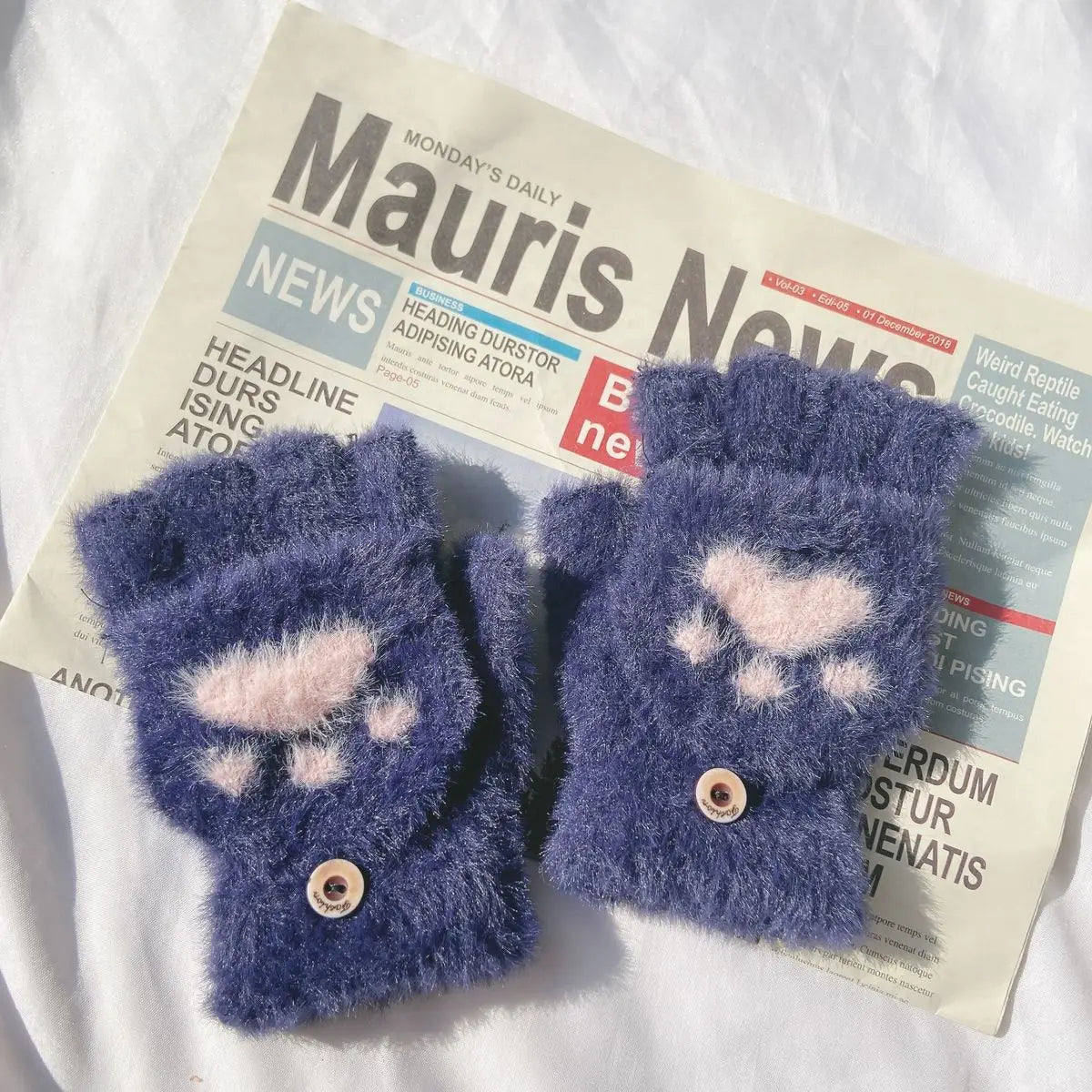 Soft Women’s Fingerless Mittens - Minky Foldover, Winter - Tophatter Daily Deals