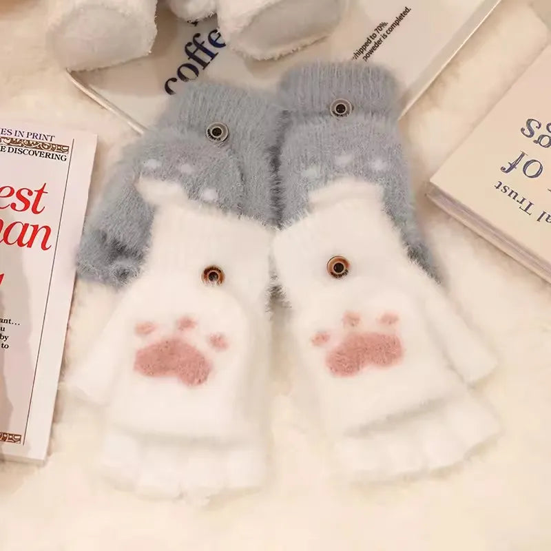 Soft Women’s Fingerless Mittens - Minky Foldover, Winter - Tophatter Daily Deals