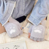 Soft Women’s Fingerless Mittens - Minky Foldover, Winter - Tophatter Daily Deals