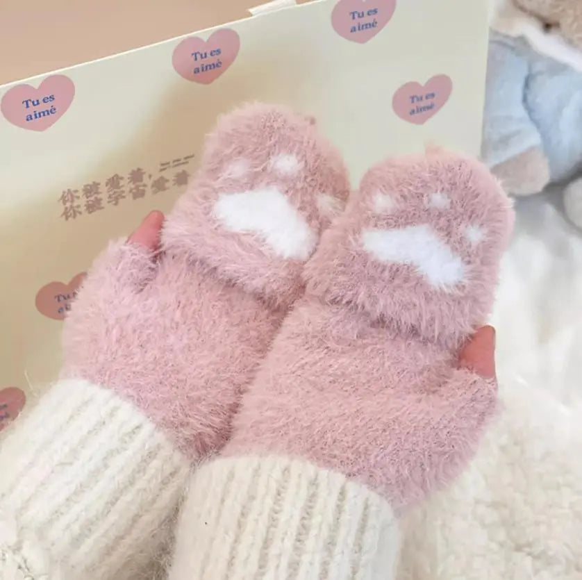 Soft Women’s Fingerless Mittens - Minky Foldover, Winter - Tophatter Daily Deals