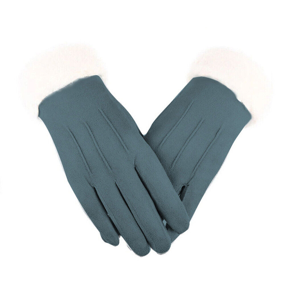 Windproof Womens Gloves - Touchscreen Faux Suede, Winter Blue - Tophatter Daily Deals