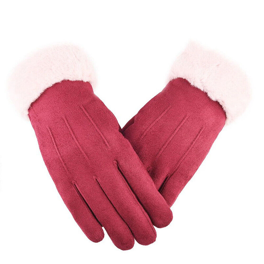 Windproof Womens Gloves - Touchscreen Faux Suede, Winter Rood - Tophatter Daily Deals