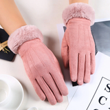 Windproof Womens Gloves - Touchscreen Faux Suede, Winter Pink - Tophatter Daily Deals