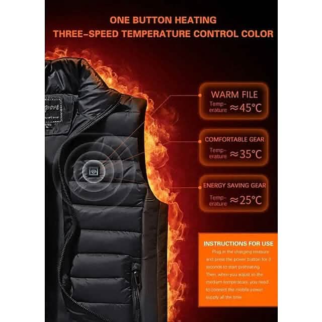 Nine Districts Intelligent Heating Vest Electric Heating Men's Outerwear - Tophatter Daily Deals