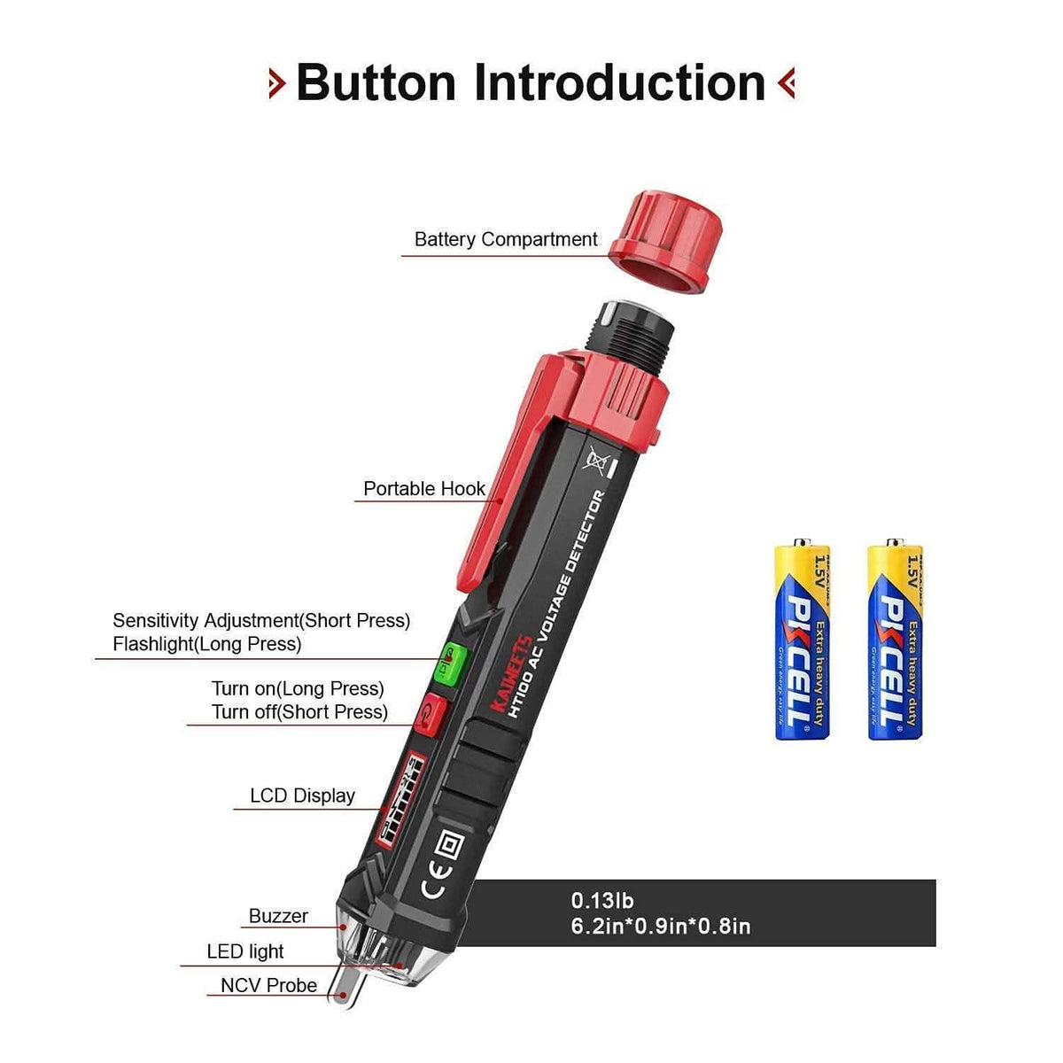 Non-Contact Voltage Tester with Dual Range AC 12V-1000V/48V-1000V Home Improvement - Tophatter Daily Deals