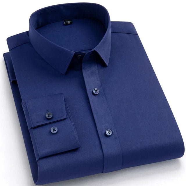 Non-iron Office Shirts for Men Navy Blue Men T-Shirts - Tophatter Daily Deals