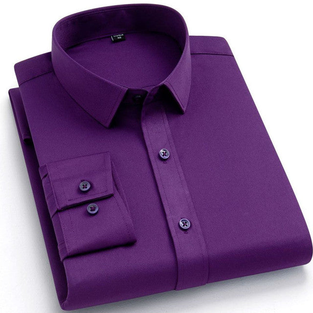 Non-iron Office Shirts for Men Purple Men T-Shirts - Tophatter Daily Deals