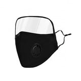 Non-Medical Protective Face Mask with Eye Shield Black With Valve Face Masks & PPE - Tophatter Daily Deals