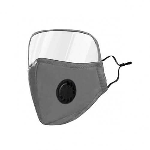 Non-Medical Protective Face Mask with Eye Shield Gray With Valve Face Masks & PPE - Tophatter Daily Deals