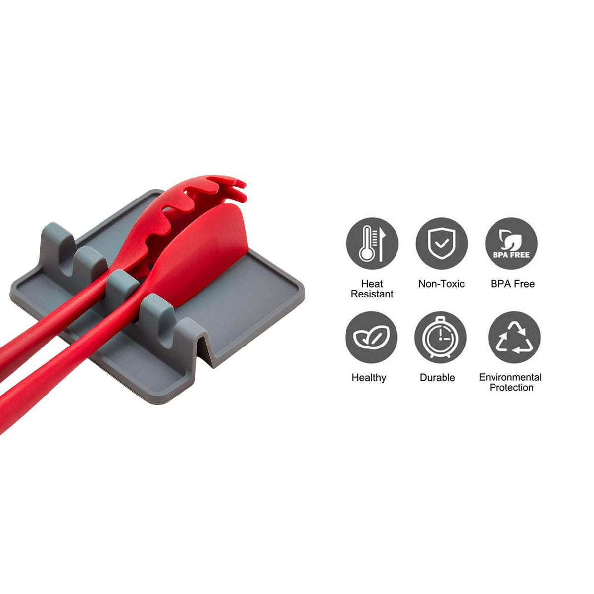 Non-Slip Heat Resistant Silicone Multiple Utensil Rest with Drip Pad Kitchen Tools & Gadgets - Tophatter Daily Deals
