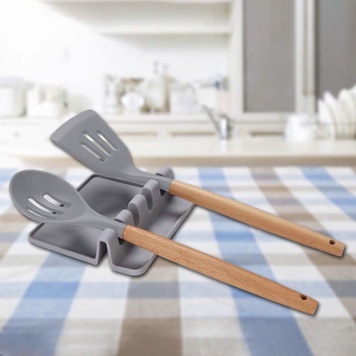 Non-Slip Heat Resistant Silicone Multiple Utensil Rest with Drip Pad Kitchen Tools & Gadgets - Tophatter Daily Deals